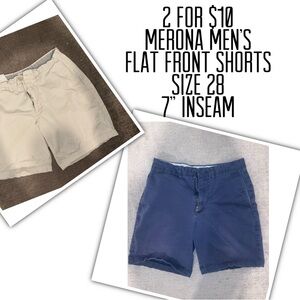 Merona Men's Flat Front Shorts Bundle- Navy and Cream size 28
